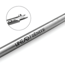Posicionador Zênite Linea — detalhe da ponta e das medidas